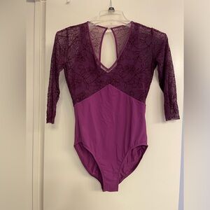 Nikolay grape/plum 3/4 mesh sleeve leotard size Medium Adult